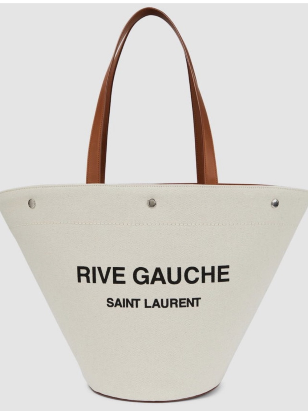 Saint Laurent YSL Rive Gauche Canvas Logo Leather Tote Shoulder Bag